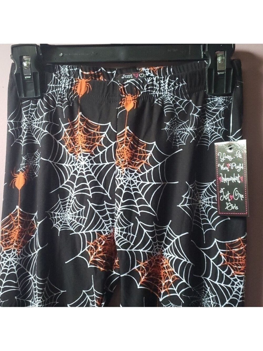 Halloween Leggings New With Tag Black Orange Spiders White Spider Webs Med 10-12